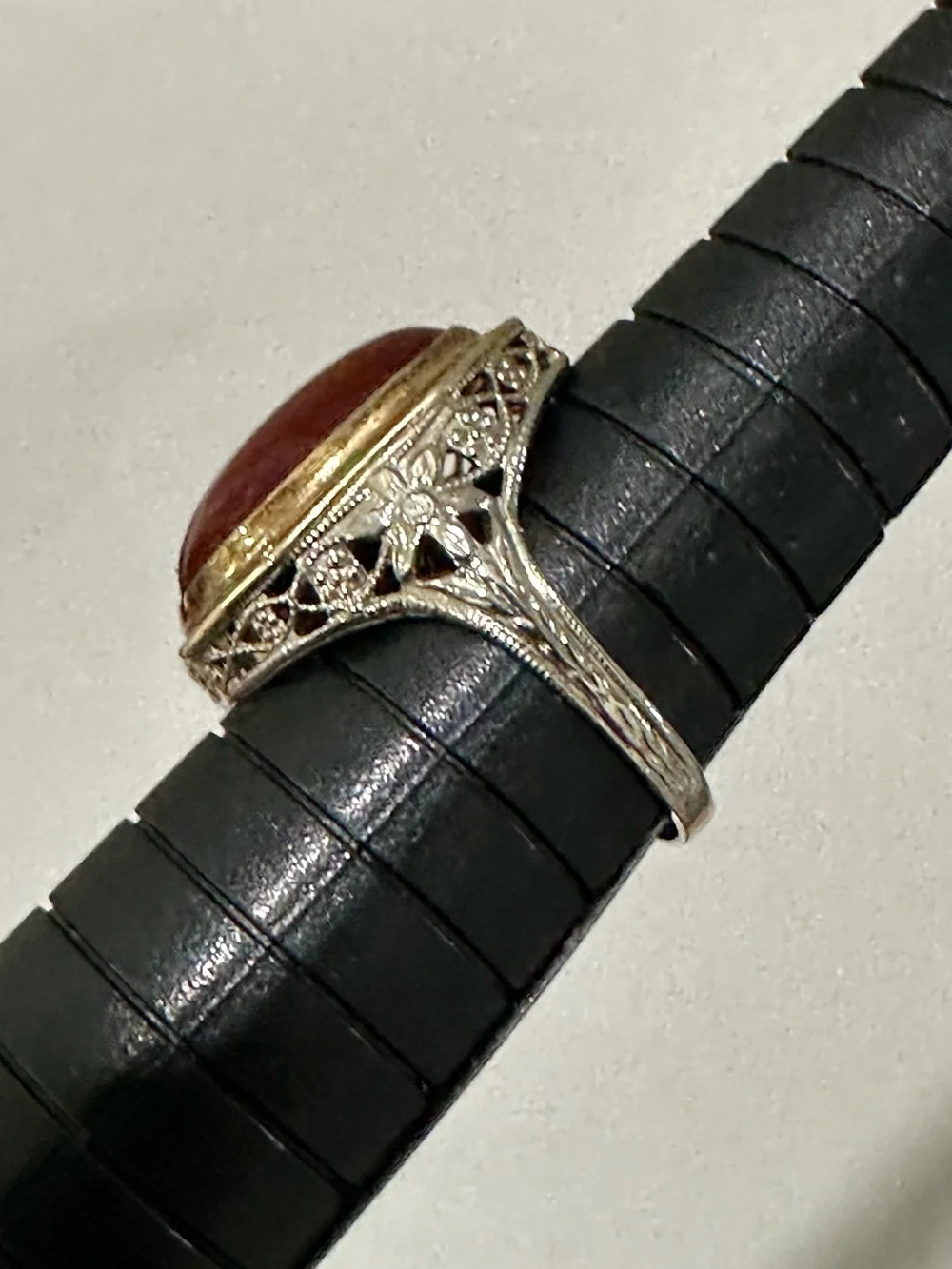 Vintage Carnelian 14kt Two Tone Statement Ring